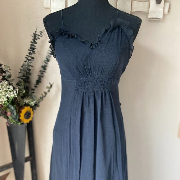 A/X Armani Exchange Silk Black Maxi Dress Cross Straps Side Zip 0 - Picture 1 of 9